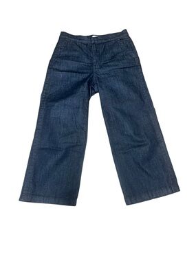 J. Crew Dark Indigo Wide-Leg Cropped Jeans